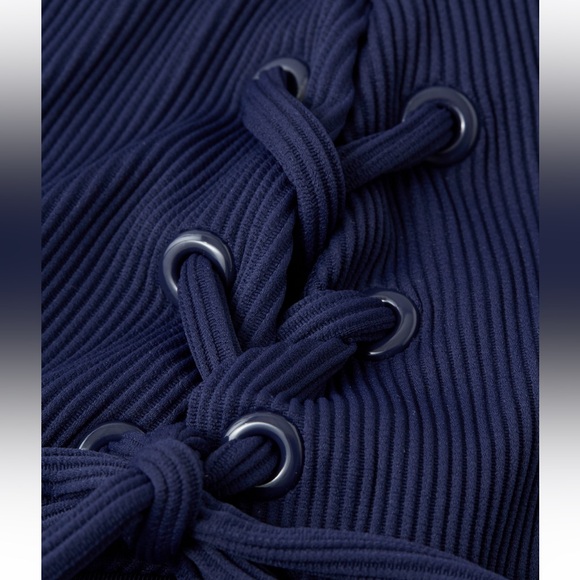 NEW Aerie The Cheeks Stretch Bikini Bottom Navy Medium - Picture 3 of 9